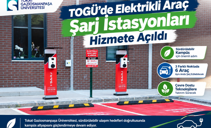 TOGÜ’de Elektrikli Araç Şarj İstasyonları Hizmete Açıldı