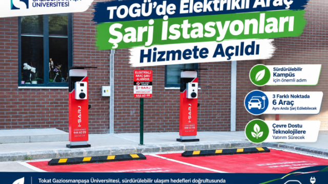 TOGÜ’de Elektrikli Araç Şarj İstasyonları Hizmete Açıldı